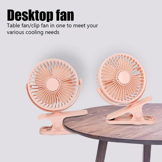 Ventilador de escritorio con clip Mini ventilador de escritorio de refrigeración USB silencioso de 3 velocidades 360 ° Gire los ventiladores eléctricos portátiles del clip del ventilador para el refrigerador de aire de