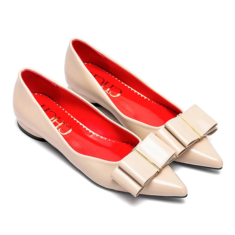 CHCH Zapatos planos para mujer Nuevos zapatos de negocios con lazo puntiagudo negro Zapatos cómodos para ir al trabajo para mujer