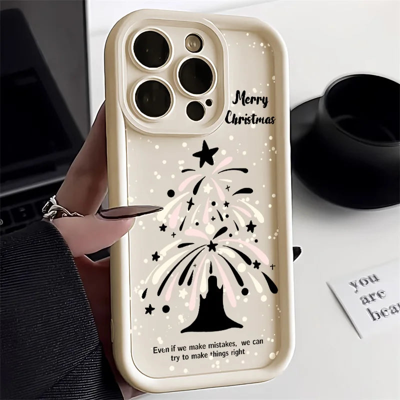 Regalos de Año Nuevo árbol de Navidad gato funda de teléfono para iPhone 13 funda iPhone 15 14 12 11 16 Pro Max XR 7 8 Plus SE 2 cubierta a prueba de golpes
