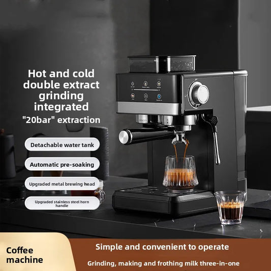 Molino de Café Eléctrico + Máquina de Café Integrada | Totalmente Automático, Granos de Café Recién Molidos | Molienda Rápida para el Desayuno