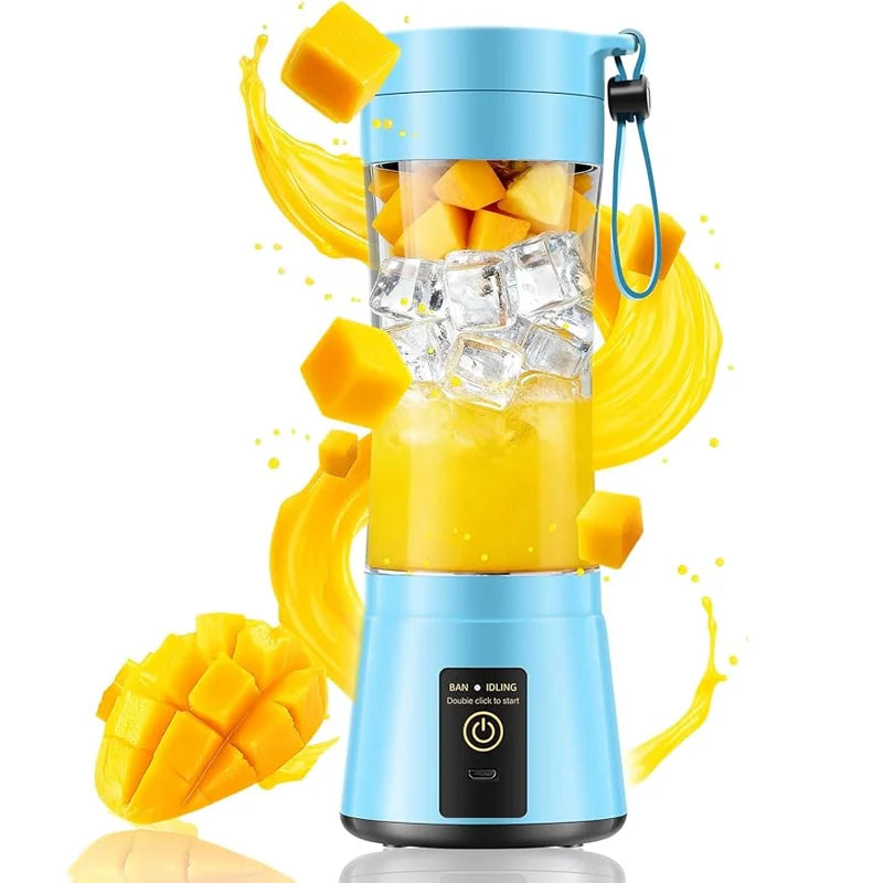 Licuadora de Jugos Doméstica de 380ml, Mini Licuadora Eléctrica Recargable por USB, Mezcladora de Batidos, Licuadora Portátil para Picnic al Aire Libre