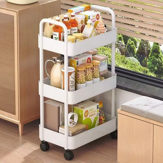 Carrito de almacenamiento de 4 niveles - carrito rodante multifuncional, adecuado para la cocina, el baño, la habitación de los niños, el dormitorio y más
