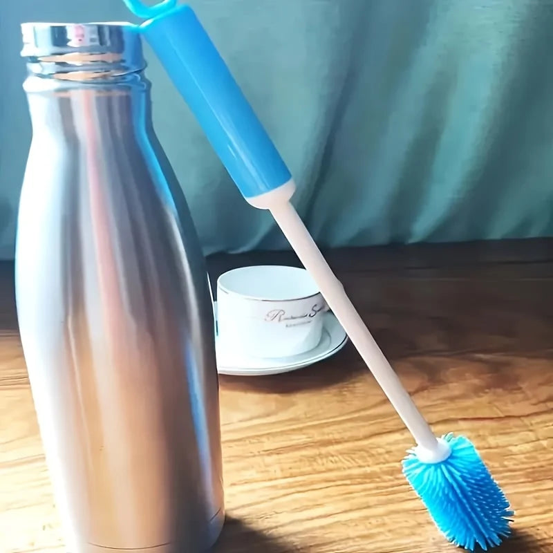1 cepillo de limpieza de mango largo, agarre antideslizante para botellas estrechas, cepillo de plástico duradero para áreas difíciles de alcanzar, limpiador de botellas