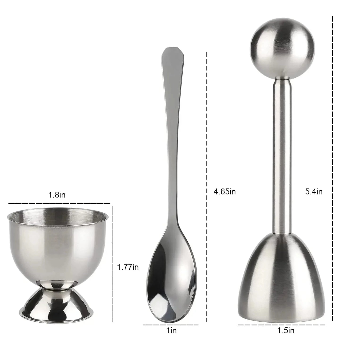 Abridor de huevos creativo, abridor de cáscara de huevo con bandeja para huevos y cucharas, herramienta de desayuno con apertura de acero inoxidable, accesorios de cocina