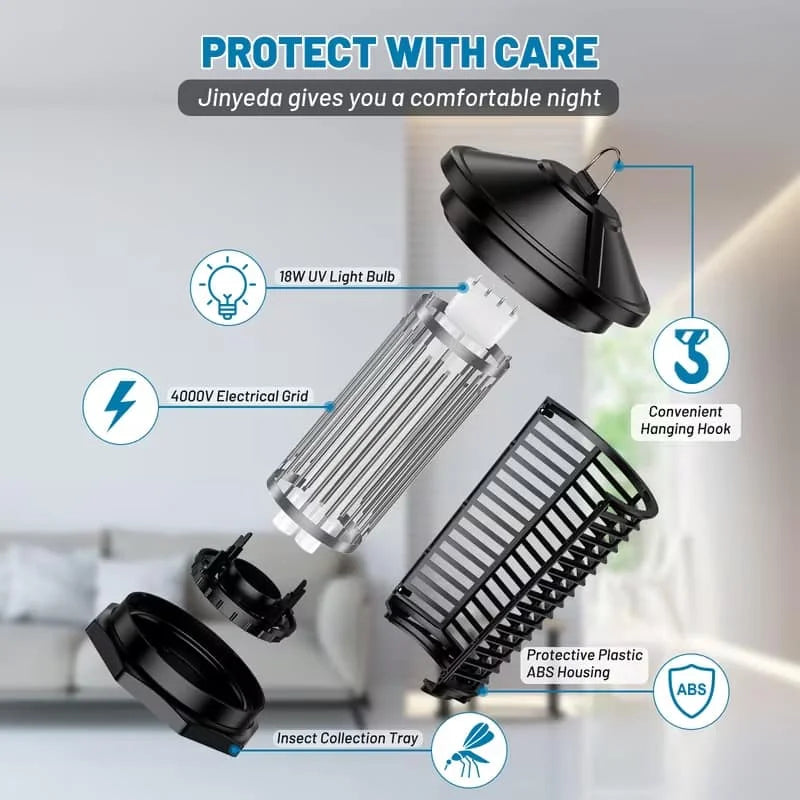 Lámpara Antimosquitos Electrónica para Interiores y Exteriores de 4000V, Trampa para Moscas Impermeable, Eliminador de Insectos