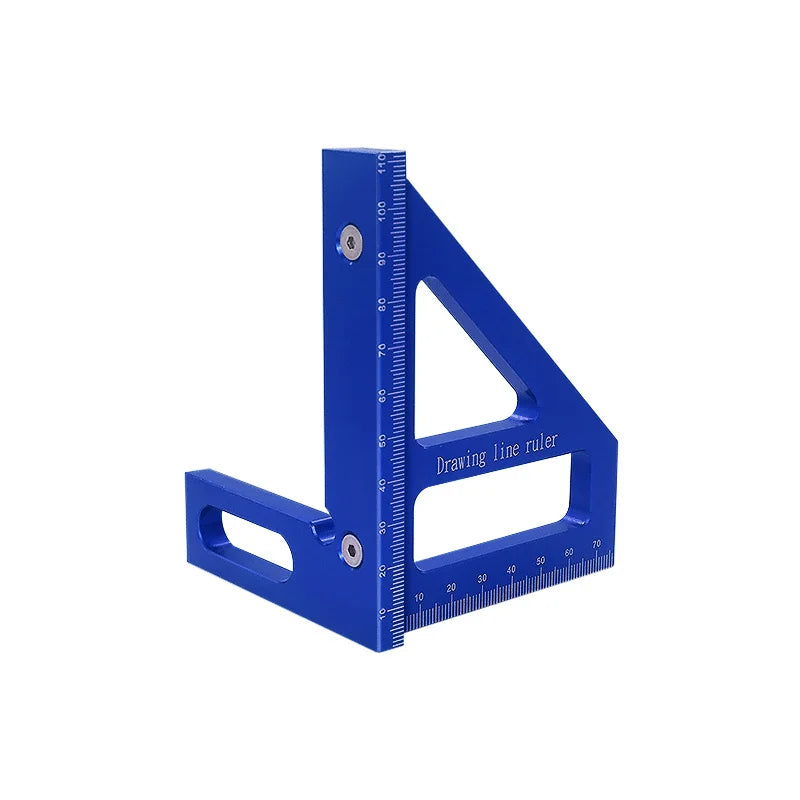 Transportador cuadrado de carpintero, regla triangular de inglete de aluminio, multiángulo 3D, regla de medición de diseño de 45/90 grados
