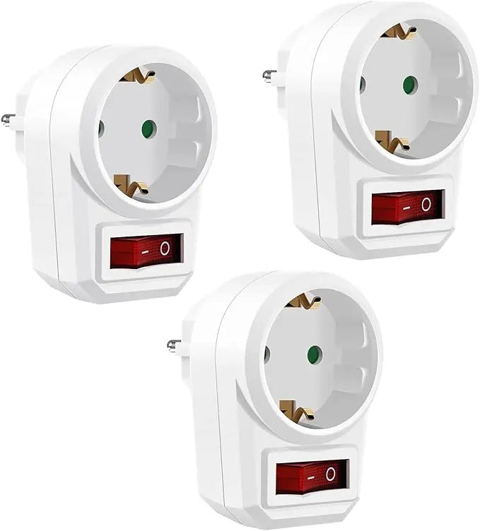 Adaptador de enchufe estándar europeo con interruptor de encendido/apagado, 16A, 250V, enchufe de conversión de la UE, toma de corriente portátil, 1/2/3 Uds.