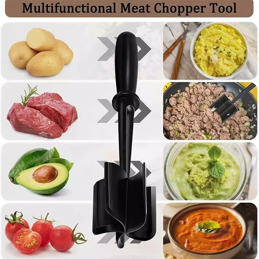 Picadora de carne de plástico, picadora de carne manual, raspador de cocina, picadora de carne picada, pala para mezclar
