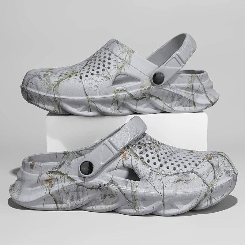 Zapatillas de verano para hombre, zuecos de suela gruesa, sandalias, chanclas transpirables huecas, zapatos, zapatillas de playa a la moda