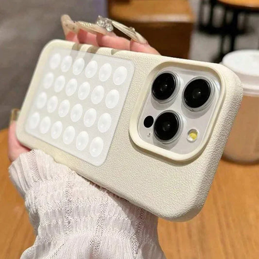 Funda para iPhone 17 16 15 Pro Plus 14 13 12 11 Pro Max, Antigolpes, de Lujo, con Soporte de Succión 3D, Diseño Litchi