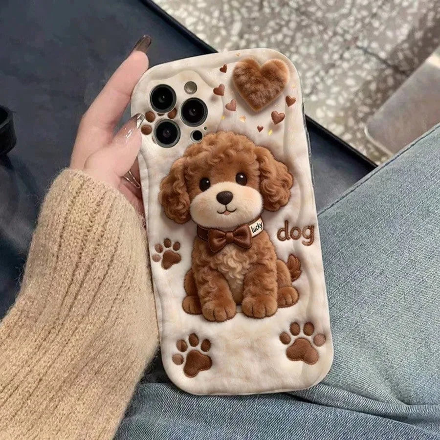Funda Protectora para Teléfono con Diseño Plano 2D de Perro de Peluche de Dibujos Animados, a Prueba de Golpes, para iPhone 17 16 15 14 13 12 11 Pro Max 16PLUS 16E 17E