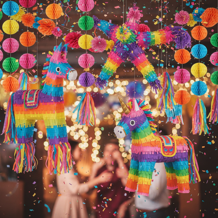 Piñatas festivas coloridas