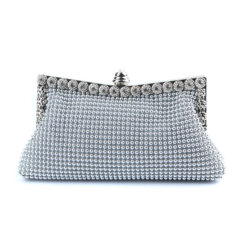 Cross-Border Ebay Aluminum Bead Evening Bag Aluminum Sheet Evening Clutch Bag Rhinestone Evening Bag Socialite Banquet Bag Factory Direct Sale