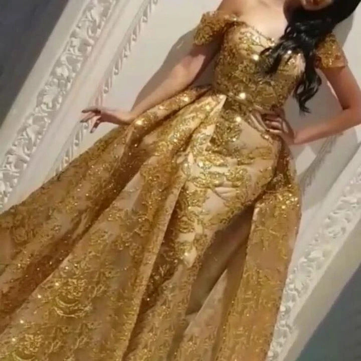 2025 Cross-Border Autum New European and American Export Women's Retro Palace Dress Elegant Hip-Covering Evening Dress