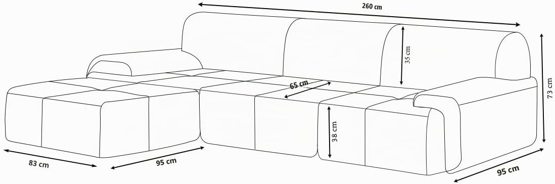 Sofá Modular 3 plazas con Chaise Longue, tapizado en Chenilla, Fundas de Cojines desenfundables (Gris Mineral, 3 plazas con Chaise Longue)