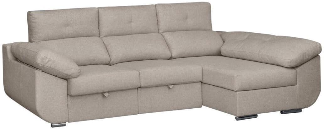 SHIITO | Modelo Avril - Sofá 3 Plazas Derecha con Chaiselongue y Asientos Deslizantes | Diseño Moderno y Sofisticado | 280 x 150 x 100 cm - Color Marfil