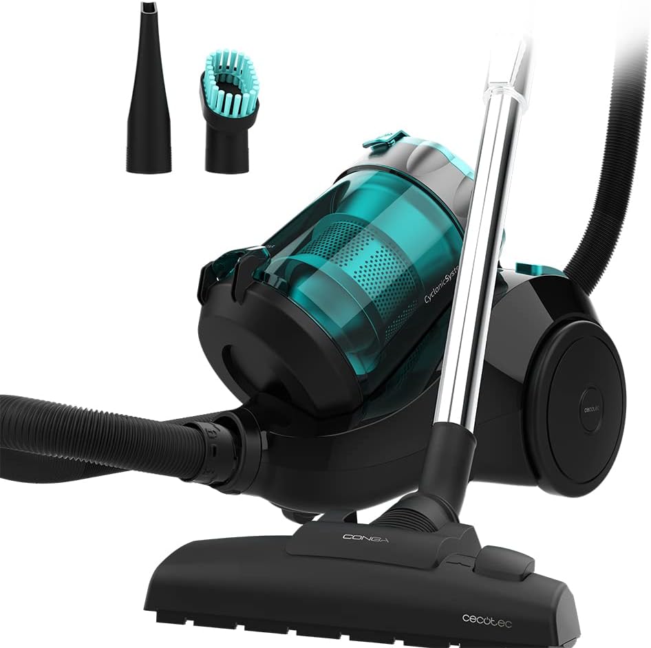 Cecotec Aspirador sin Bolsas Potente de Trineo Conga Rockstar Multicyclonic. 800 W, Multiciclónico, Capacidad 2,5 L, Filtro de Alta Eficiencia, Tubo Telescópico Metálico, Accesorios