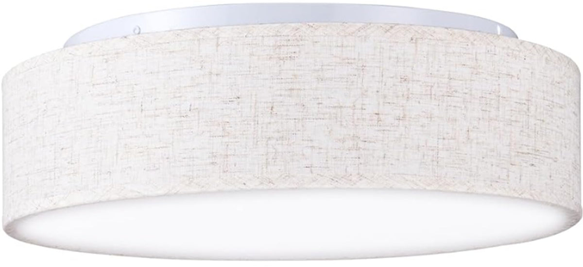 Plafón de Techo Redondo de Tela 38 cm, Pantalla Textil con 2 Casquillo E27 (40W máx.) Lámpara de Techo para Salón, Dormitorio, Pasillo o Habitación Infantil,Sin bombilla (Taupe, 38)