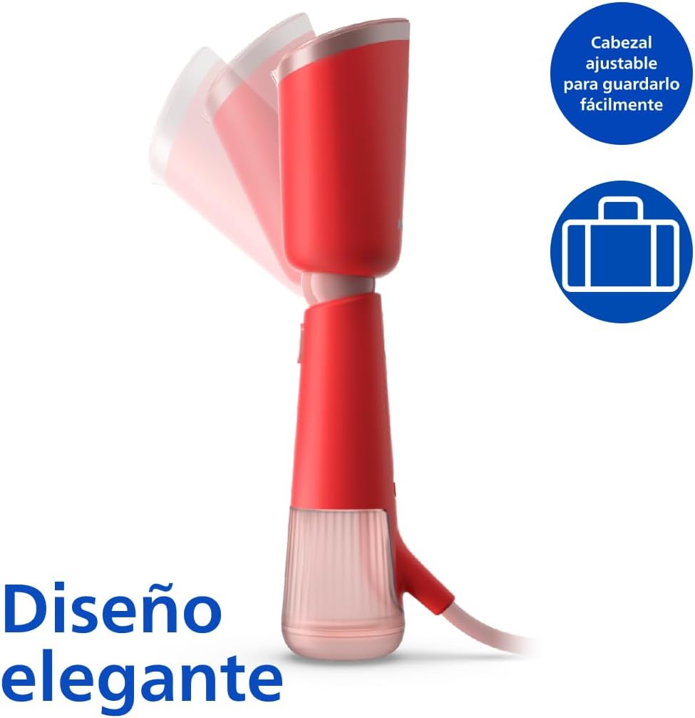 Philips 5000 Vaporizador de Mano Vertical, 1300 W, 24g/min, Rojo