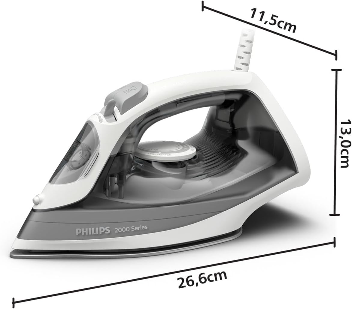 Philips 2000 Plancha de Vapor, Potencia de 2000W, depósito 250 ml, Gris