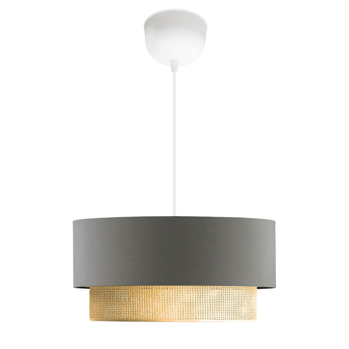 lux.pro Lámpara Colgante Lámpara de Techo Luminaria de Suspensión para Pasillo Restaurante 1xE27 20 W Plástico Tela 70 x Ø 30 cm Beige/Amarillo