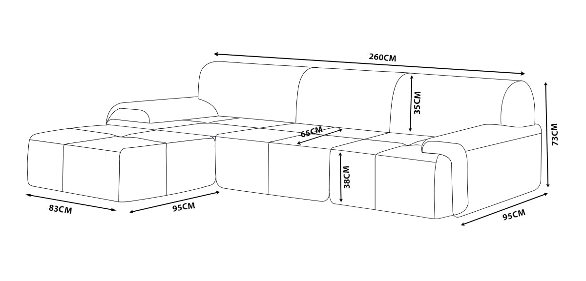 Sofá Modular 3 plazas con Chaise Longue, tapizado en Chenilla, Fundas de Cojines desenfundables (Gris Mineral, 3 plazas con Chaise Longue)