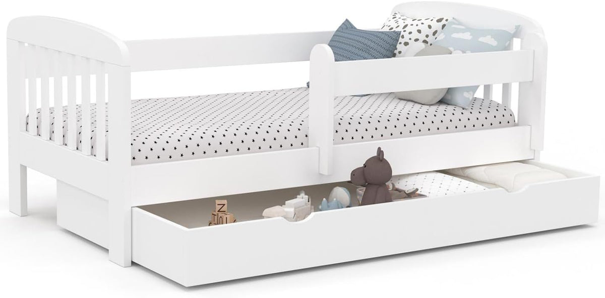 IDMarket - Cama infantil 80 x 160 cm Lilia con 1 cajón, somier y barreras