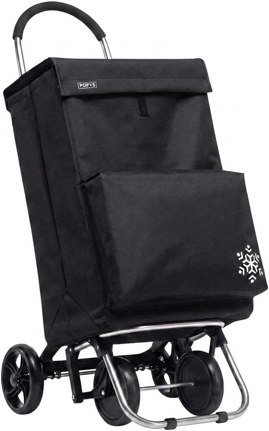 Carro de la Compra de 50L con Compartimento Refrigerante | Carrito Compra de 4 y 2 Ruedas Ideal para Supermercado (Requiere Montaje)