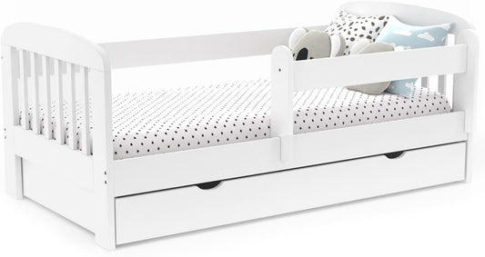 IDMarket - Cama infantil 80 x 160 cm Lilia con 1 cajón, somier y barreras