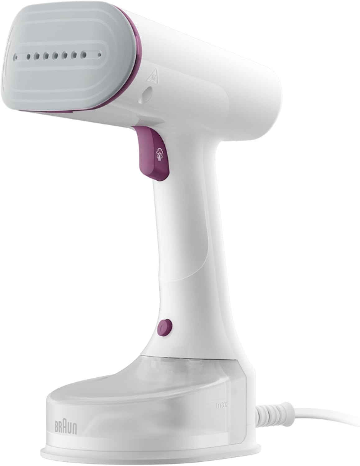 Braun QuickStyle 5 GS5011PU, Plancha Vertical con Doble Placa FreeGlide 3D, Steamer Vertical con Calentamiento Rápido, Vapor 22 g/min, Capacidad 150 ml, 1200W, Blanco/Violeta