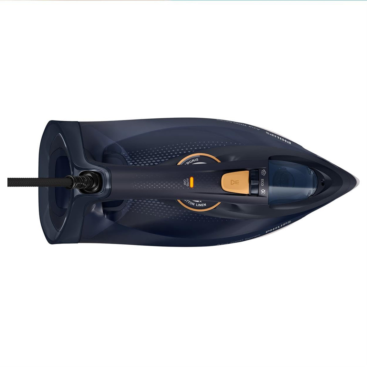 Philips Azur Series 7000 Plancha de vapor - 2800 W, 50 g/min de vapor continuo, 250g de golpe de vapor, vapor vertical, suela SteamGlide Plus, Louros/Algodón Azul (DST7020/20)