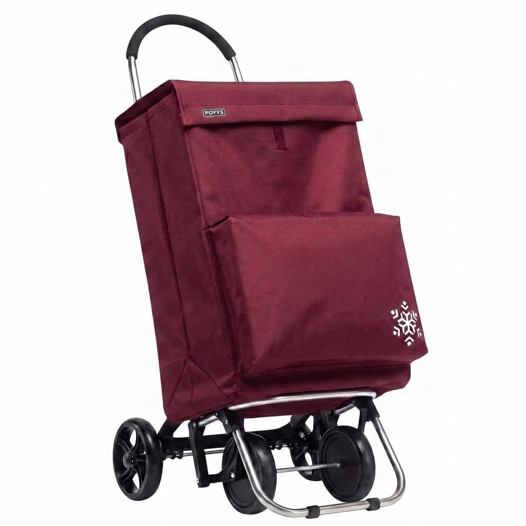Carro de la Compra de 50L con Compartimento Refrigerante | Carrito Compra de 4 y 2 Ruedas Ideal para Supermercado (Requiere Montaje)