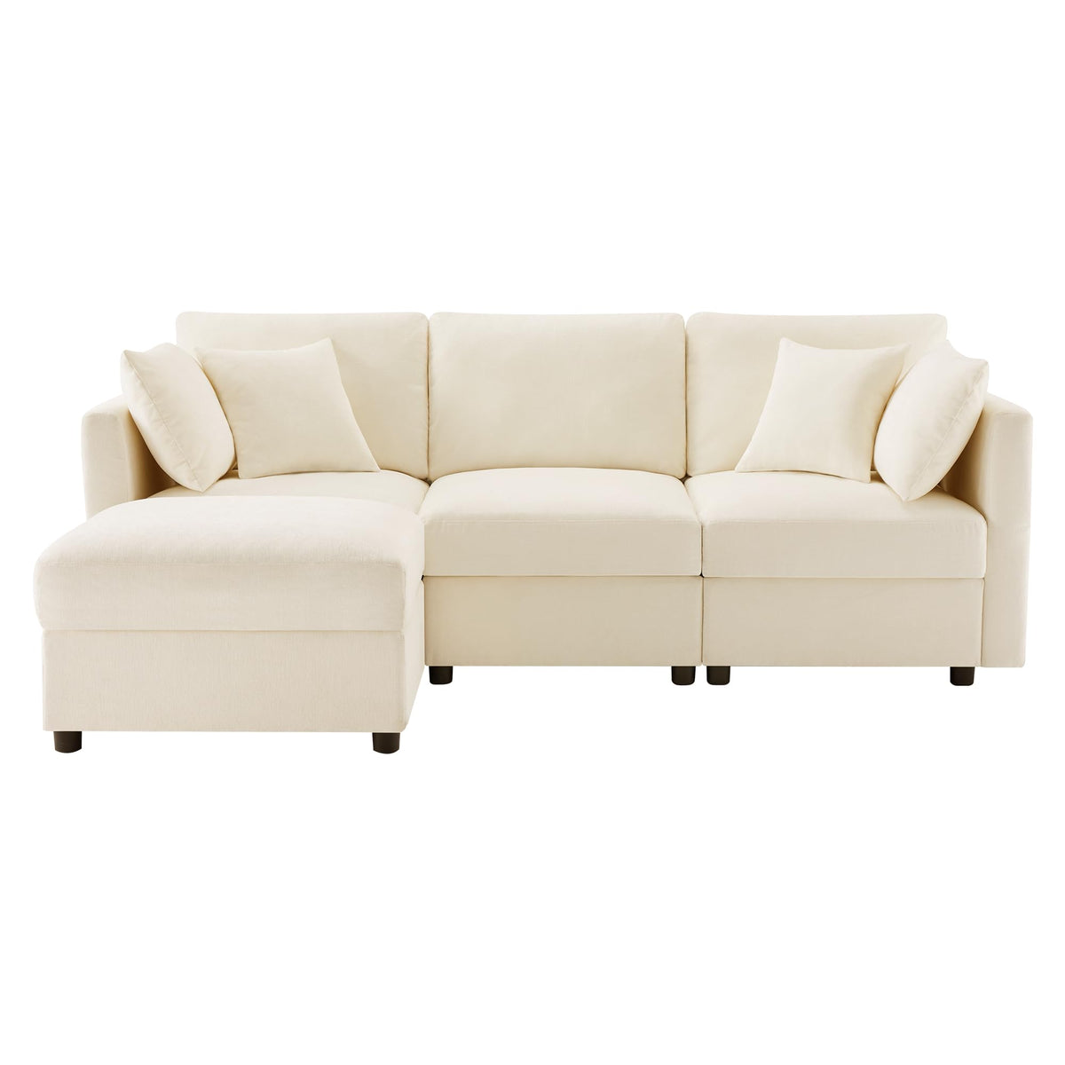 Lubvtti Sofá cama de 3 plazas moderno con función de cama, con espacio de almacenamiento, cargador USB, reposabrazos portaobjetos y 2 cojines, sofá de esquina en L, sofá de 3 plazas, chenilla (C-gris)
