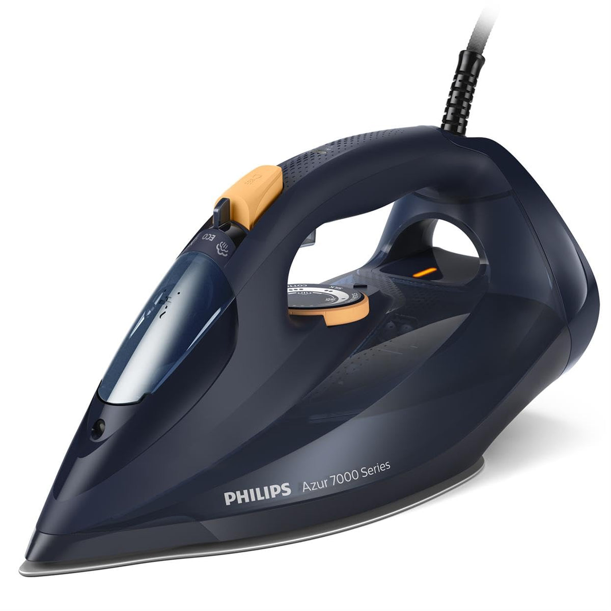 Philips Azur Series 7000 Plancha de vapor - 2800 W, 50 g/min de vapor continuo, 250g de golpe de vapor, vapor vertical, suela SteamGlide Plus, Louros/Algodón Azul (DST7020/20)