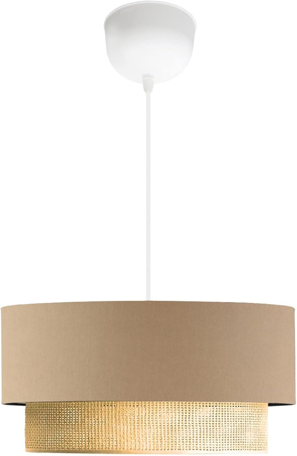 lux.pro Lámpara Colgante Lámpara de Techo Luminaria de Suspensión para Pasillo Restaurante 1xE27 20 W Plástico Tela 70 x Ø 30 cm Beige/Amarillo