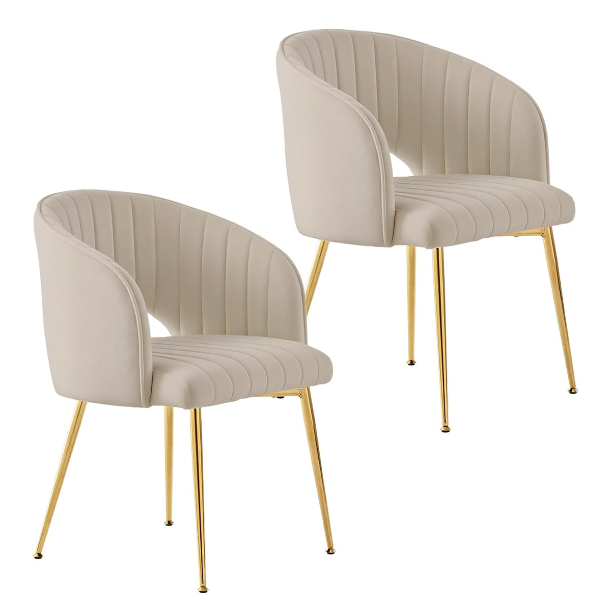 Juego de 6 sillas de comedor de terciopelo, sillas tapizadas con reposabrazos, patas doradas, sillas de cocina, para salón, dormitorio, oficina (6, blanco crema)