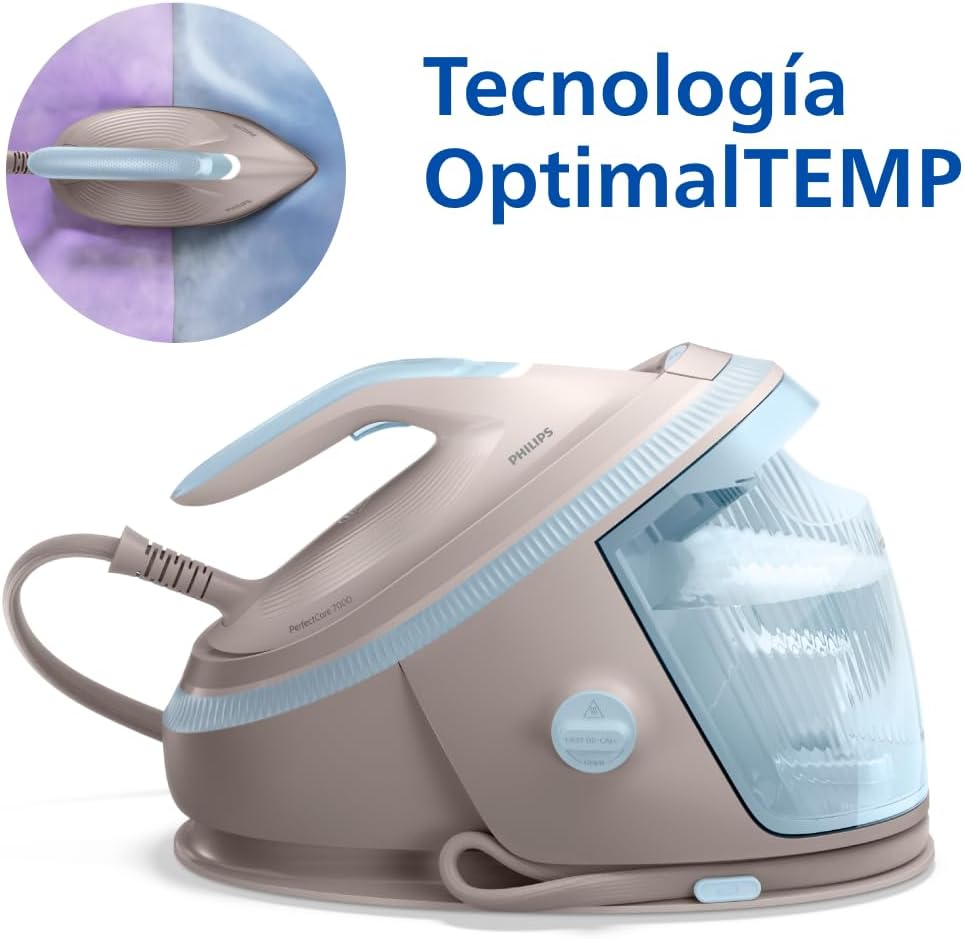 Philips 7000 Centro de Planchado OptimalTEMP, 8,5 bares, 1,5L, Beige