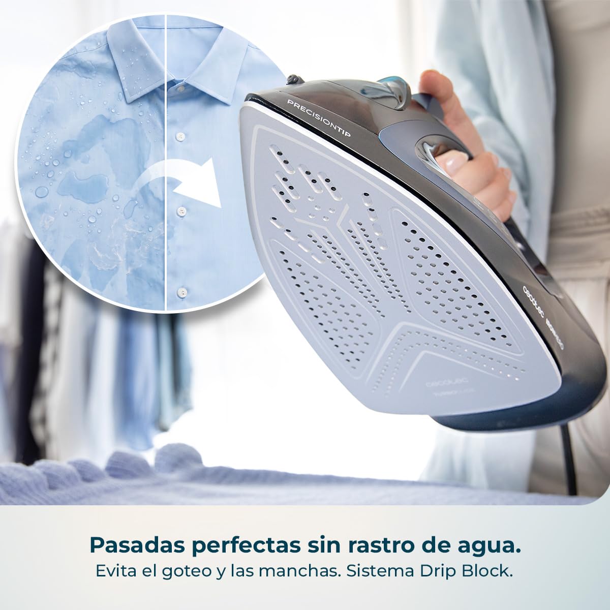 Cecotec Plancha de Ropa IronHero H-3000 Ceramic. Gran Potencia de 3000 W, Calentamiento Rápido, Suela Cerámica XXL, Elimina Arrugas Difíciles, Sistema Antical, Antigoteo y Apagado Automático