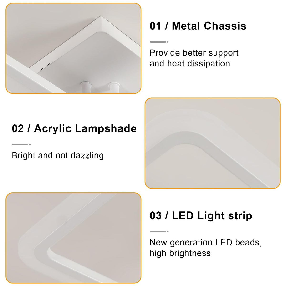 Riserva Plafon Techo LED Regulable 48W, Forma de Corazón, 3000K-6500K, Oro