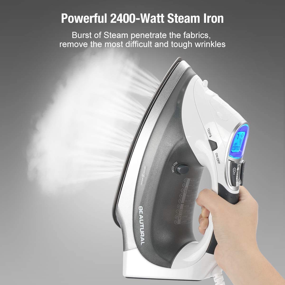 BEAUTURAL Plancha Ropa a Vapor con Dial de Termostato de Precisión, 2600W