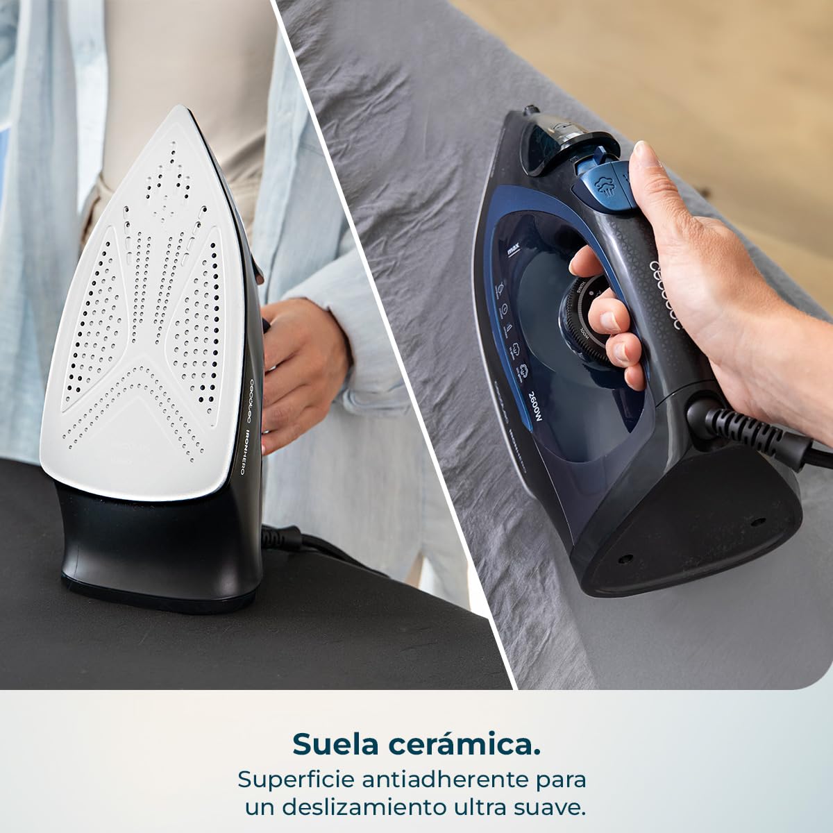 Cecotec Plancha de Ropa IronHero H-3000 Ceramic. Gran Potencia de 3000 W, Calentamiento Rápido, Suela Cerámica XXL, Elimina Arrugas Difíciles, Sistema Antical, Antigoteo y Apagado Automático