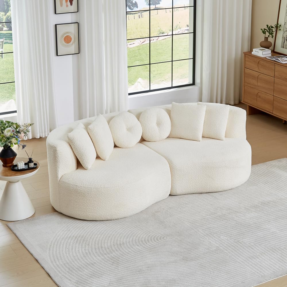 Bladez Sofá modular de 4 plazas chenilla sofá curvado en la nube gris