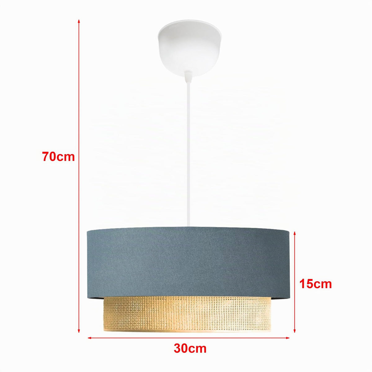lux.pro Lámpara Colgante Lámpara de Techo Luminaria de Suspensión para Pasillo Restaurante 1xE27 20 W Plástico Tela 70 x Ø 30 cm Beige/Amarillo
