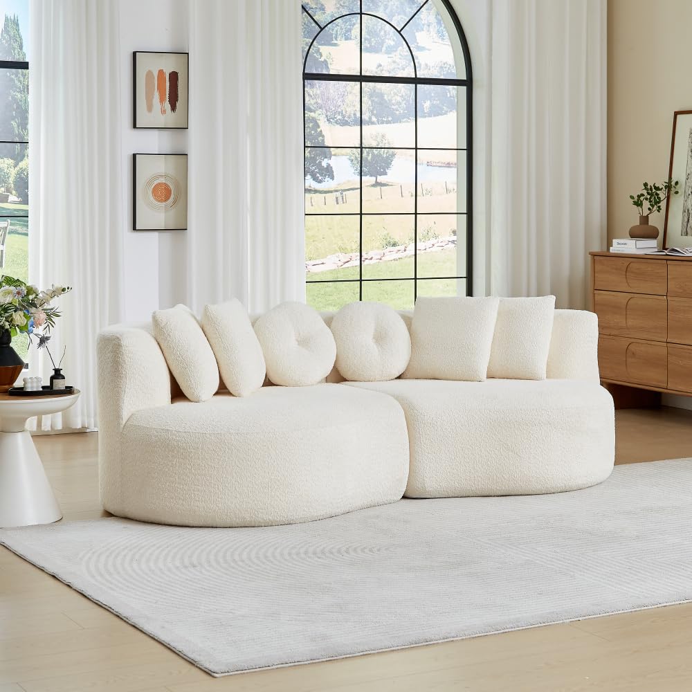 Bladez Sofá modular de 4 plazas chenilla sofá curvado en la nube gris