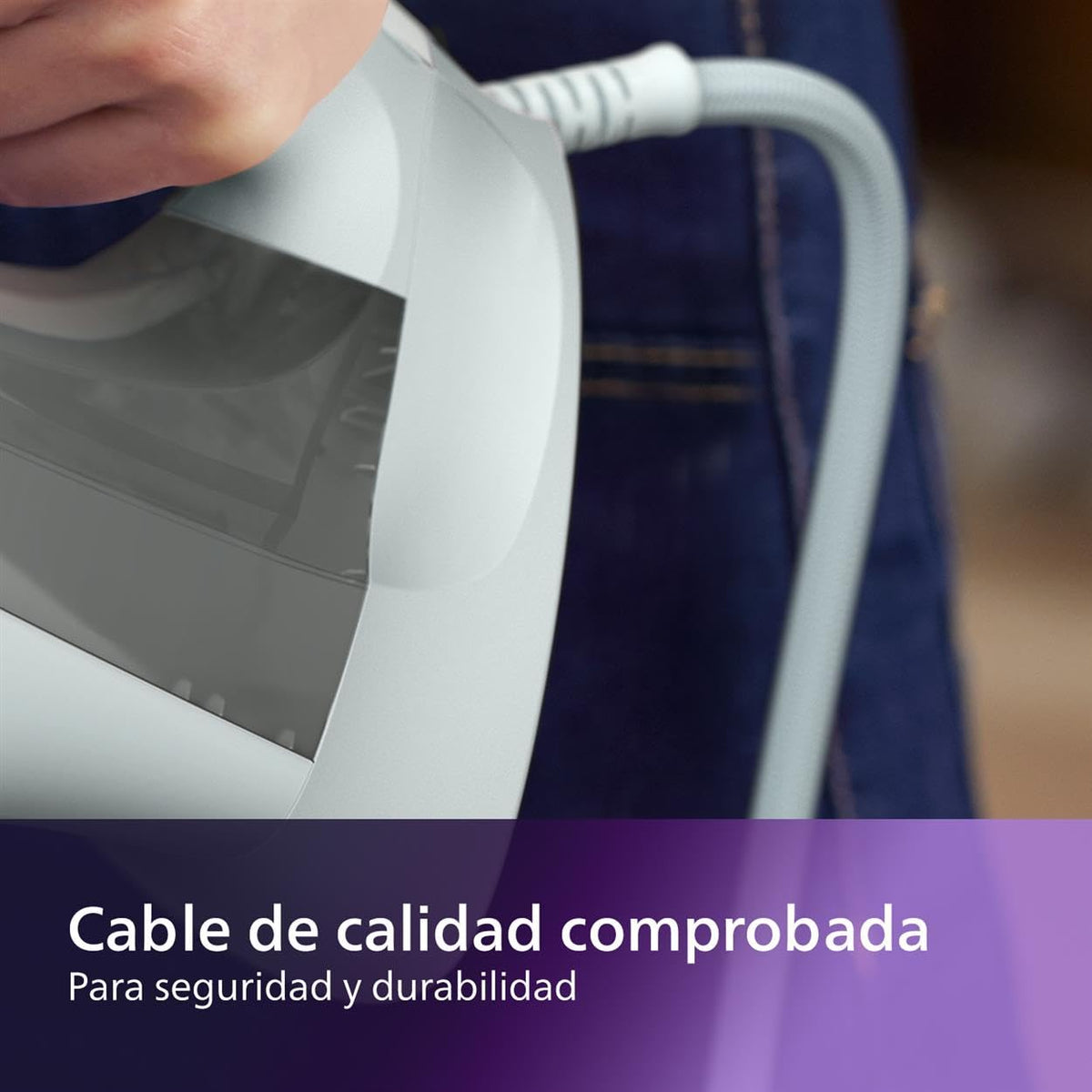 Philips Serie 5000 Plancha de Vapor, 2400W de Potencia, 45g/min, Golpe de Vapor 180g, Vapor Vertical, Suela SteamGlide Plus, Negro/Púrpura (DST5030/80)