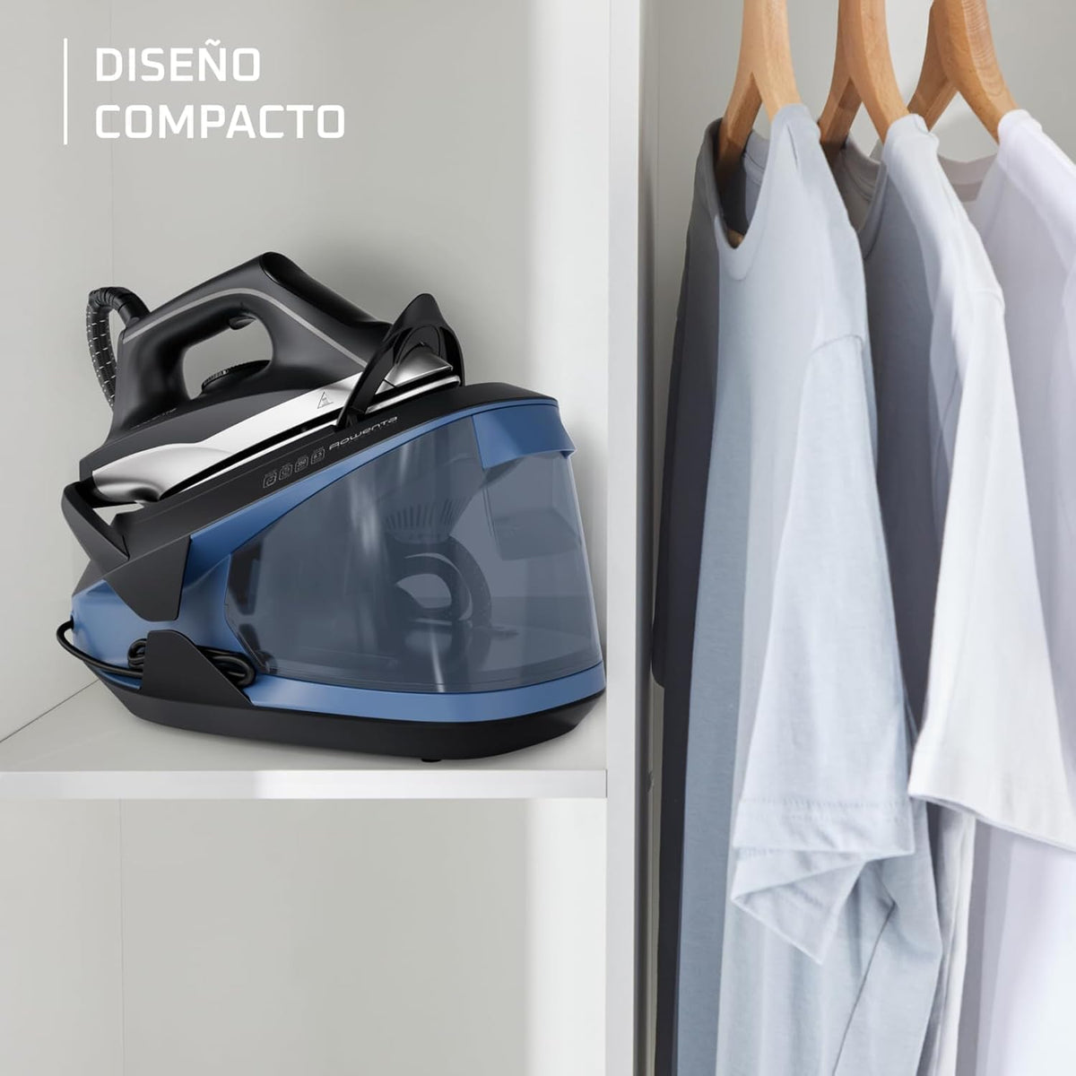 Rowenta Turbosteam, Centro de planchado, Golpe vapor 350g/min, Negro/Azul