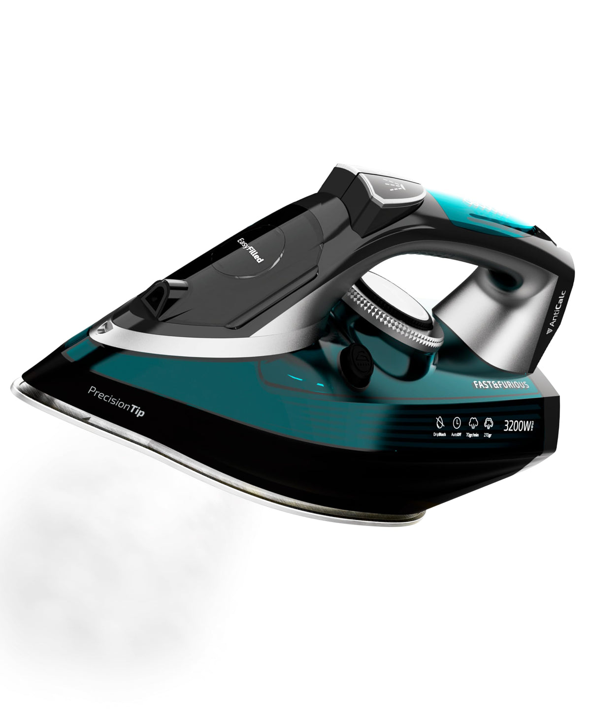 Cecotec Plancha Ropa Vapor Fast-Furious 5010 Vital, Suela de Aluminio Turbo Slide, Vapor continuo de 55 g/min, Golpe de vapor de 200 g/min, Regulador de temperatura, Antical, Antigoteo, 2600 W