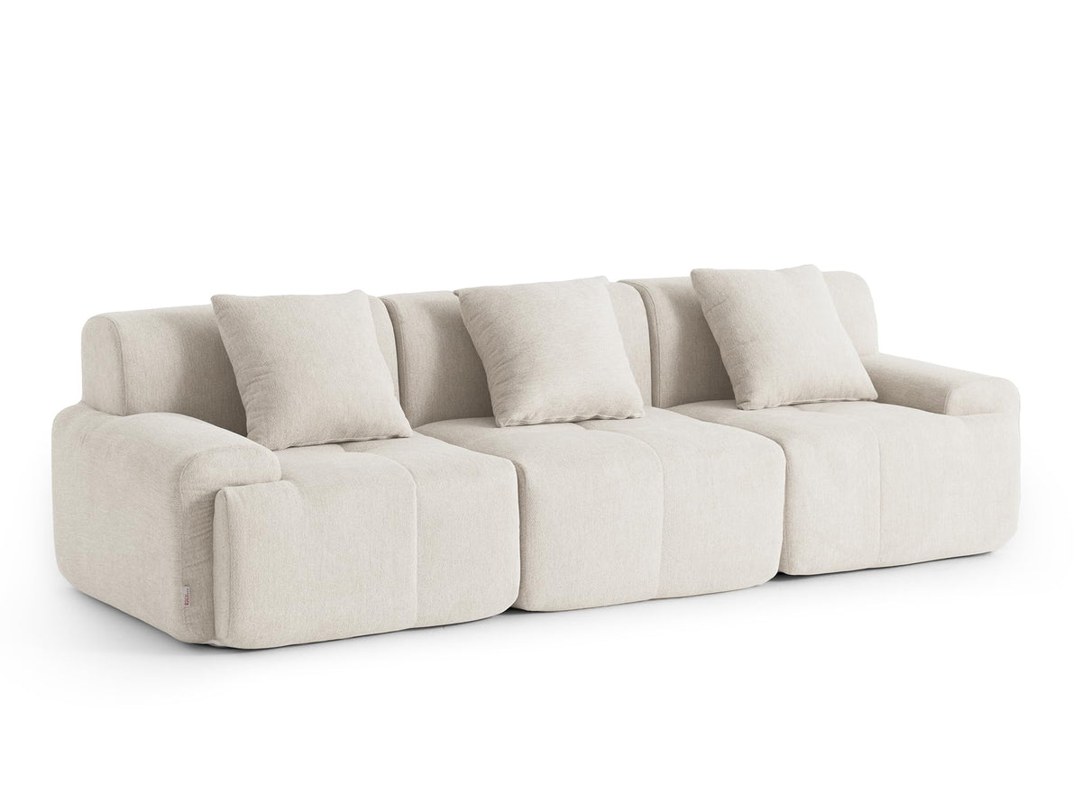 Sofá Modular 3 plazas con Chaise Longue, tapizado en Chenilla, Fundas de Cojines desenfundables (Gris Mineral, 3 plazas con Chaise Longue)