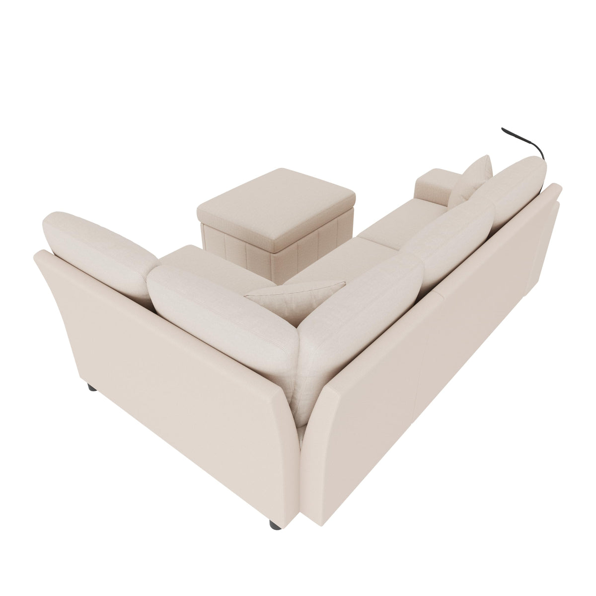 Sapgaks Sofá de esquina convertible de 6 plazas con USB, sofá convertible de 6 plazas, sofá de 6 plazas, en chenilla, con apoyabrazos en forma de librería, puf extraíble para configuraciones en L y en