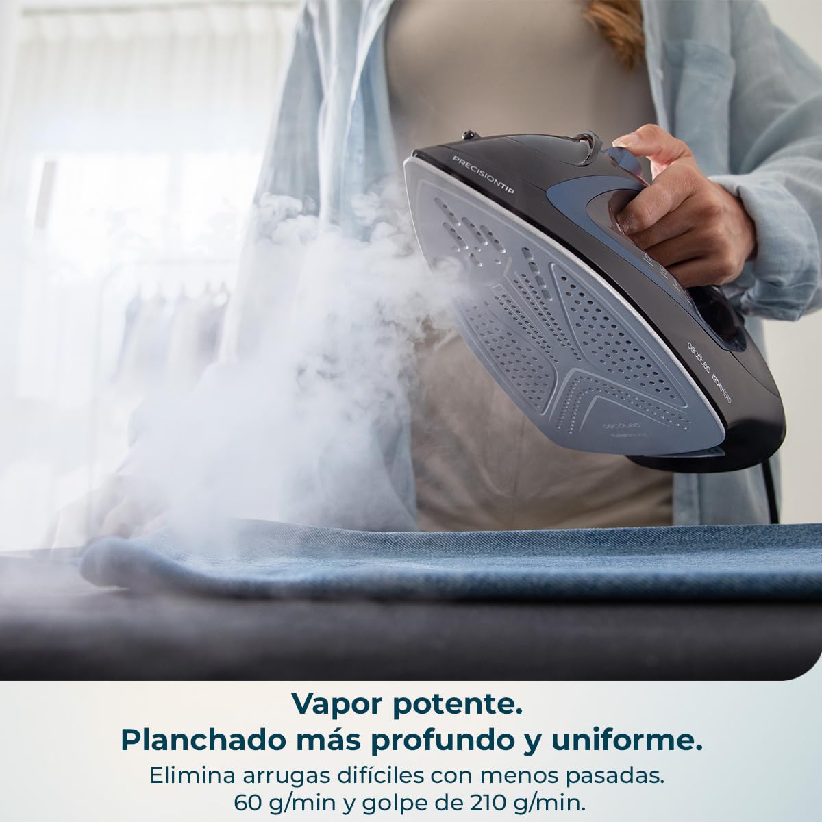Cecotec Plancha de Ropa IronHero H-3000 Ceramic. Gran Potencia de 3000 W, Calentamiento Rápido, Suela Cerámica XXL, Elimina Arrugas Difíciles, Sistema Antical, Antigoteo y Apagado Automático